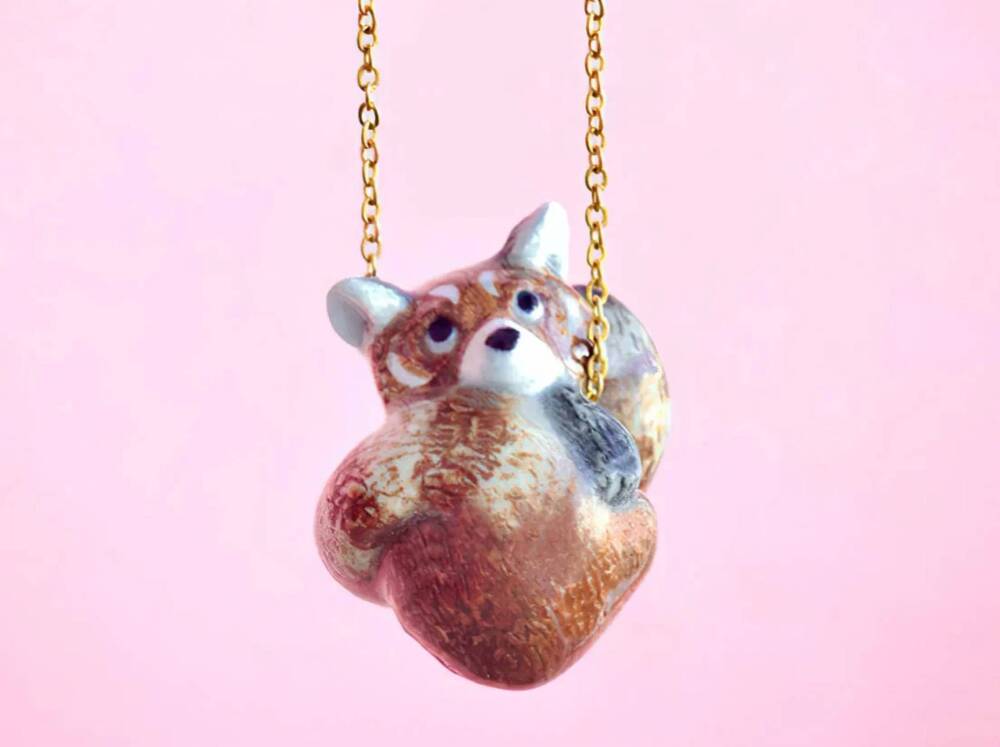 NEW CAMP HOLLOW women's animal pendant necklaces in red panda